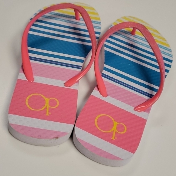 OP bight pink/yellow flip flops -  5/6 - Picture 5 of 6